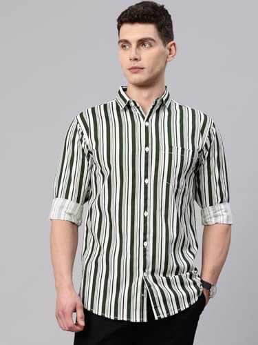 Image of Majestic Man Men's Standard Slim Fit Striped Pure Cotton Casual Shirt