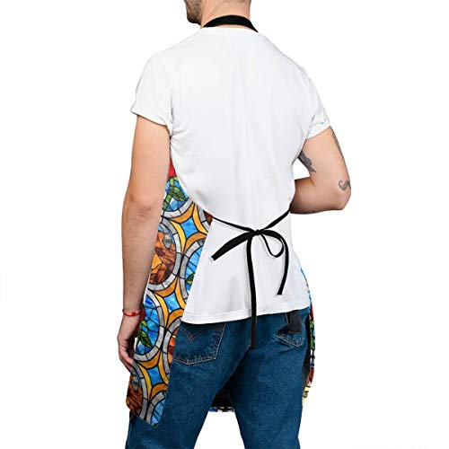 Beauty And Beast Fairytale Glass Bib Apron For Women Adjustable Kitchen Aprons With Extra Long Ties Waterdrop Resistant For Cooking, Grill And Baking #TOP4
