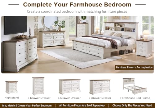 Image of Farmhouse 26 inch Tall Nightstand with Charging Station 23.6 inchW Wood Side Table