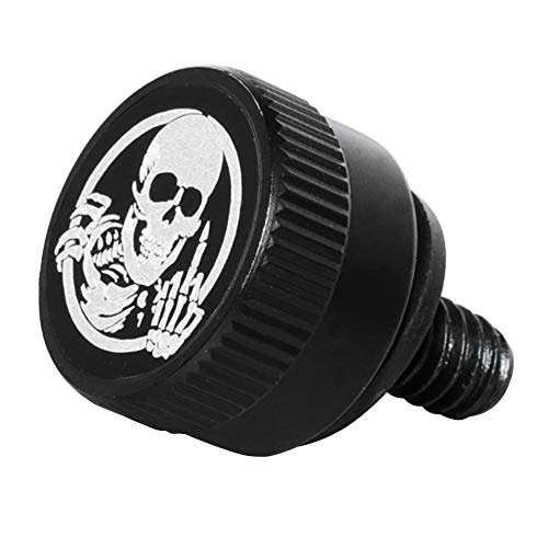 Aluminium Knurled Fender Seat Bolt Screw 1/4"-20 Thread Compatible With Harley Sportster Touring Softail Dyna Cvo Electra Glide Street Glide 1996-2020- Skeleton Middle Finger (Black) #TOP2
