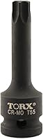 Vista 9 de T50 3 pulgadas de largo Torx Star 6 puntos Negro Impact Bit Socket Herramienta de reparación automática 1/2 pulgada Square Drive