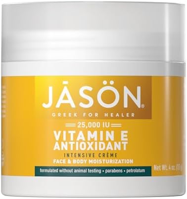 JASON Vitamin E Antioxidant Intensive Crème Face & Body Moisturization, 25,000 IU Body Cream Moisturizer, 4 Fluid Ounces