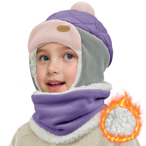 Sukeen Kids Winter Hat Scarf Set for Girls Boys Anti-static kids Warm Hat Anti-pilling Earflap Hat for Cold Weather