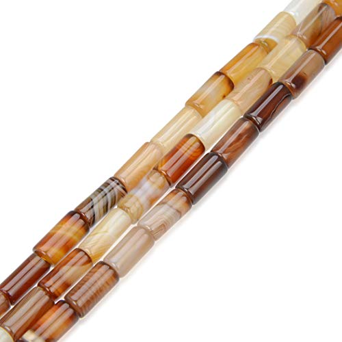 1 Strand Adabele Natural Brown Stripe Agate Round Tube Healing Gemstone Spacer Beads 12x6mm (30-32pcs) for Jewelry Craft Making GYT2