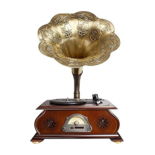 Platine Tourne-Disque rétro Tout en Un phonographe Vintage Gramophone nostalgique pour LP avec klaxon en cuivre, Haut-Parleur Bluetooth rétro - Les Beatles, Paul McCartney, John Lennon, RIngo Starr, George Harrison Platine Tourne-Disque rétro Tout en Un phonographe Vintage Gramophone nostalgique pour LP avec klaxon en cuivre, Haut-Parleur Bluetooth rétro