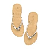 Ampeo Women's Flip Flops Comfortable Lightweight Beach Quick-Dry Thong Flat Sandals,Silver,Size 8