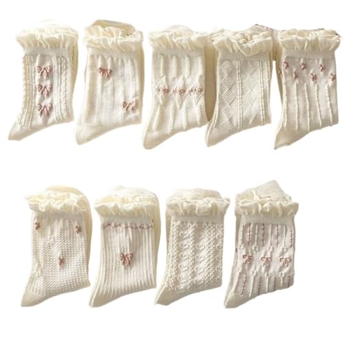 Chaussettes dentelle femme mi-bas confortables et extensibles en lot de 9 paires pour l'automne