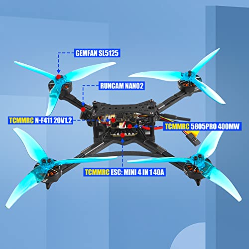 Tcmmrc 5Inch Fpv Drone With Hd Camera For Adults, 195Mm Wheelbase Quadcopter Drone With F411 20V 1.2 2004 4S 2700Kv Motor,Carbon Fiber Frame Brushless Fpv Drone #TOP2