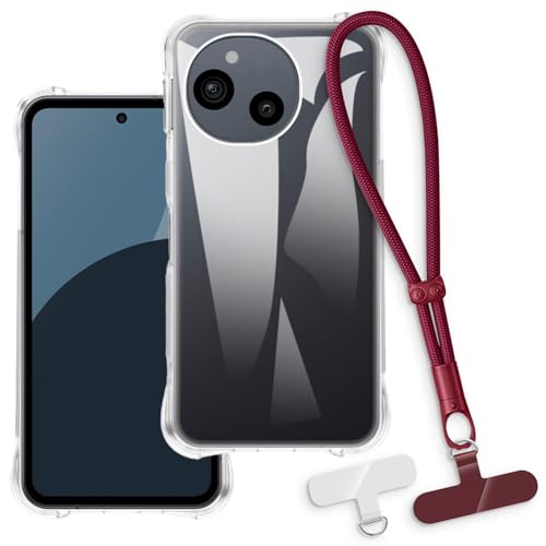 OAGELIM 2-in-1�ی�P�[�X�ƃ��X�g�X�g���b�v Sharp Aquos Sense 9 5G �Ƃ̌݊������� ���O���\�ȃ��j���[�h�t���d�b�J�o�[�A����~�ߕ����h�~�O���b�v�n���h�� (�N���A + ���b�h)