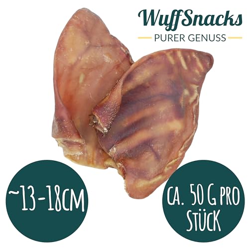 Schweineohren für Hunde | 25 Stück | 100% natürlich | getrocknete Schweineohren | Schweine Ohren | Barf Leckerli von WuffSnacks