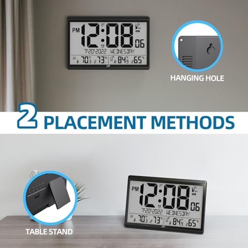 Lff LWC100 Atomic Clock/Never Needs Setting, Battery Operated, Atomic Wall Clock With Indoor/Outdoor Temperature & Humidity thumb #6