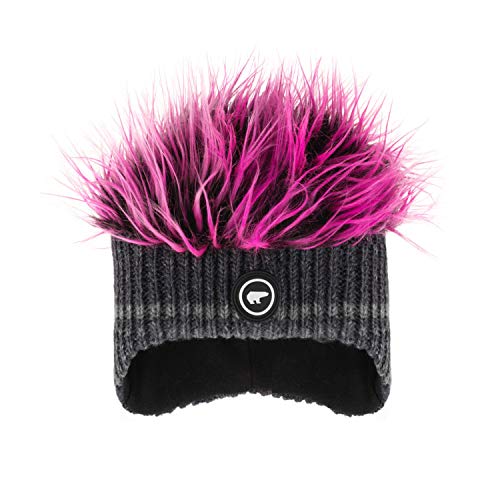 Bonnet Eisbär Cooker Mü en maille tricotée bicolore gris et rose