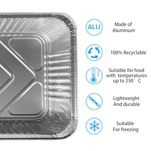 Aluminium Grillschalen - Große Abtropfschale 30 Stück, 1000 ml, Wiederverwendbar Zum Backen, Braten, Kochen | 23 x 17 x 4 cm