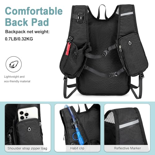 BOVIP Lightweight Hydration Back,15L Multipurpose Hiking Backpack with 1.5L Water Bladder ,Hydro Water Daypack for Cycling Hiking Rave for Men Women - image 5