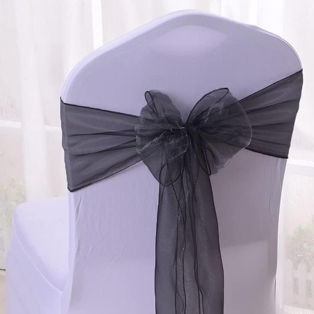 Chair Sash Organza Bowknot Tie Ribbon Sash Chair Seat Back Belt Sash Hotel Banquet Wedding Party Event Dining Decoration DIY-R