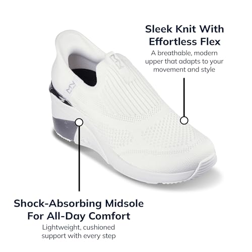 Skechers Skechers Women's A-Wedge-Crecent Hands Free Slip-ins Sneaker, White, 8
