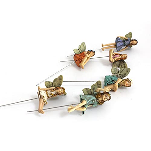 ArtnIndia Kit de ornamento de jardim, 6 peças, estátuas de fadas, estatuetas em miniatura, acessório