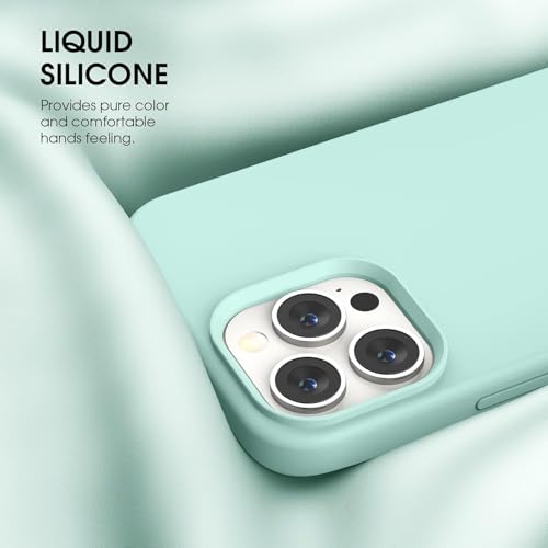 Image of DIZORO Silicone Back Case for iPhone 13 Pro Max, Soft-Touch Phone Microfiber Silicone Back Cover for iPhone 13 Pro Max- Mint