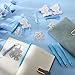 Spakon 50 Sets Bear Baby Shower Favors for Guests Include 50 Ballpoint Pens and 50 Bear Bookmarks with 50 Thank You Tags and 50 Organza Bags for Gender Reveal Party Prizes Gifts(Blue,Boy)
