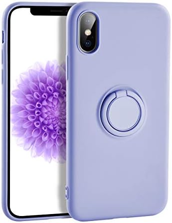 Yoopake iPhone Xs Max Case Silicone, XS Max Liquid Silicone Case with Ring Holder Kickstand Work with Magnetic Car Mount Shockproof Soft Slim Fit Phone Cover Case for Apple iPhone Xs Max,Purple