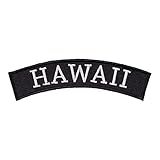 PatchStop State of Hawaii Top Rocker Patches for Jackets Motorcycle Vests Backpacks Hats Tactical - Small 4x1.25in Black and White Iron On Sew On Biker Emblem - United States Souvenirs Travel Gifts