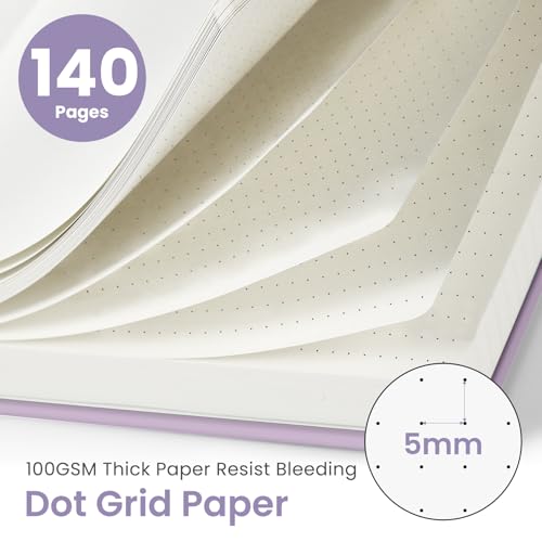 Image of Taja Dotted Spiral Journal Notebook for Women & Men, 140 Pages, Dotted Notebook for Journaling & Note Taking, Journals for Writing, A5(5.7 inch x 7.9 inch) - Purple
