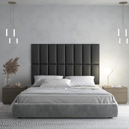 Art3d 6-Pack Peel and Stick Upholstered Headboard, 9.84 x 23.62 in, Black by Art3d - Used condition - Image 2