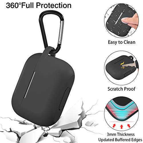 Lerobo For Airpods Pro Case, Full Protective Shockproof Washable Silicone Cover Case For Airpods Pro Supports Wireless Charging With Carabiner Black #TOP3
