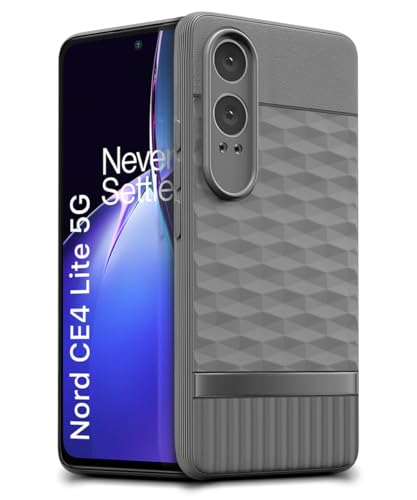 Image of WOW IMAGINE Back Cover for 1+ OnePlus Nord CE 4 Lite 5G with Hexa Cube Design | Ultra Slim Soft Rubberised Case | Inner Velvet Fabric | Matte Silicone Flexible Mobile Case | Camera Protection - Grey