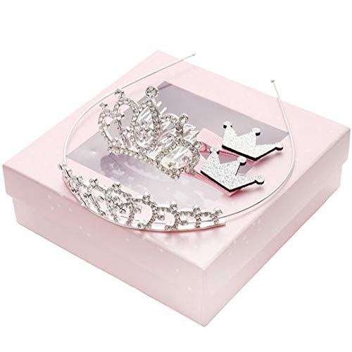 Xinlie Princess Crown Serre-tête de Strass Princesse Tiara Crown Set Femme Bébé Bandeau Fille Dress Up Party Accessory Princesse Tiara Set De Mariage Tiara Couronne Chapeaux Couvre-chefs 1 Set(4 PCS)