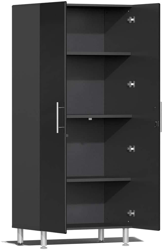 Ulti-MATE UG25092B 9-Piece Cabinet Kit with Bamboo Worktop in Midnight Black Metallic