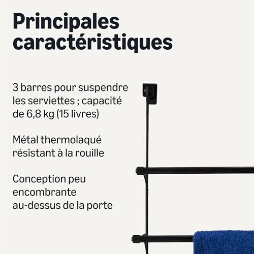 Porte-Serviettes 3 Barres Sur Porte Noir Amazon Basics