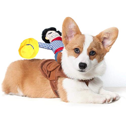 Care4U Pet Costume with Cowboy Rider for Dogs,Dog Halloween Clothes Gift for Pet Owners,Party Christmas Special Events Costume Dog Costumes for Small Dogs(L)