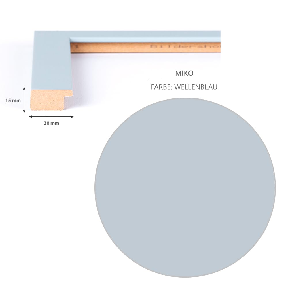 Haak Bilderrahmen modern stabil Miko Wellenblau Pastell Blau 80 X 121 cm Rahmen für Bilder Urkunden Poster Puzzle Pastell Farben