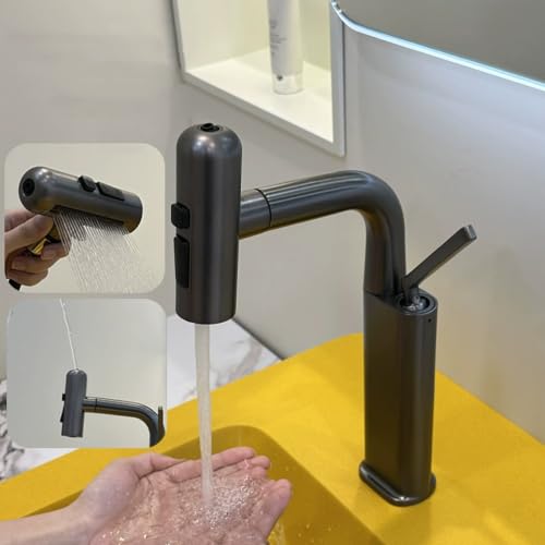 Grifo de baño giratorio 360 grados JRUIA negro mate con tres flujos de agua 7