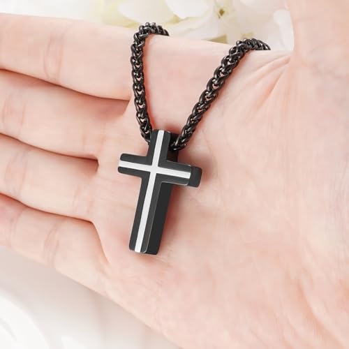 Dletay Cremation Urn Necklace for Ashes Cross Cremation Jewelry Stainless Steel Ashes Necklace for Women Men Keepsake Urn Pendant Ashes Holder2