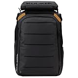 Käydä 44L Travel Backpack - Spacious Carry On Backpack with Detachable Travel Pouch, Magnetic Water Bottle Pocket, Passport and Laptop Pocket - Convertible Boot Bag for Snow Sports (Black/Gold)