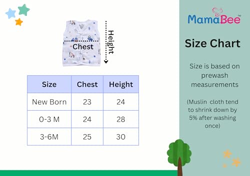 Image of MamaBee Organic Cotton Muslin Button Jabla | Printed Jabla | for Boys & Girls | Soft & Comfortable Baby Products | Sleeveless Vest | Snap Button Jabla |