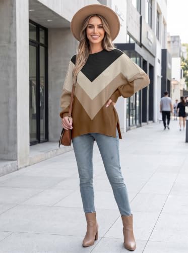 Image of Womens Oversized Sweaters Fall 2026 Fashion Clothes Colorblock Knit Tops