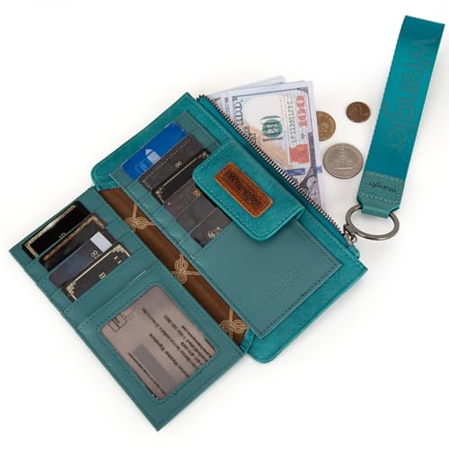 Image of Montana West X Wrangler Wallet for Women Ladies Female Card Cases & Money Organizers Wristlet with Wallet Large Clutch with Coin Purse Smooth Zipper and Rfid Lining