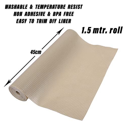 Image of Kuber Industries Shelf Liner | EVA Kitchen Cabinet Shelf Mat | Anti-Slip Bathroom Mat | Fridge Mat | Table Mat | Bubble Texture Wardrobe Mat | 1.5 Meters |1 MM | Beige