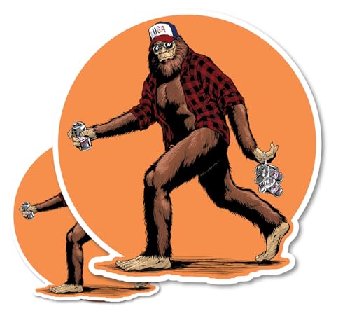 American USA Sasquatch Bigfoot Bumper Sticker Decal for Cars, Cups, Laptops, Coolers (Two Pack X2) (3
