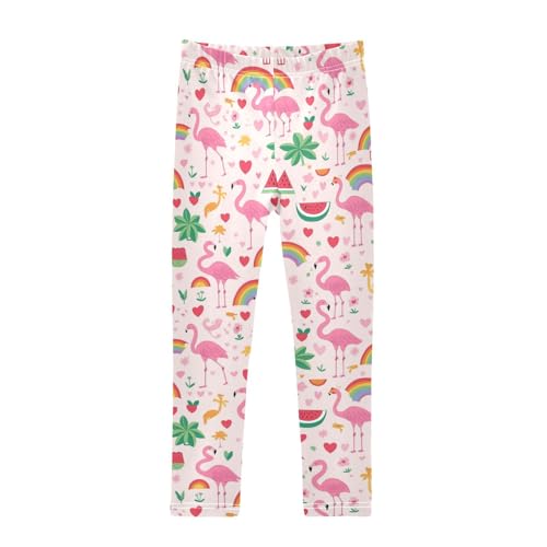 Pink Flamingos Girls' Leggings Toddler Doodles Rainbows Watermelon Hearts Kids Yoga Pants Dance Active Tights 4T