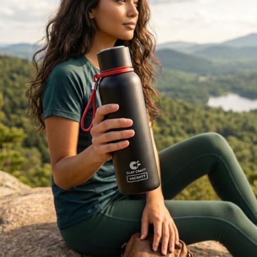 Image of Clay Craft Evevrest 500 Ml Double Wall Vacuum Insulated Stainless Steel Water Bottle | 24 Hrs Cold & 18 Hrs Hot | 1 Year Limited Warranty | AIRITIGHT, BPA-Free | BIS Certified| Made In India (Black)