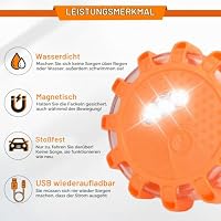 Yinaolan 6 Stück LED Warnleuchte Auto Panne Mit 9 Blinkmodi,Wasserdicht Warnleuchten & Notbeleuchtung Warnlampe Mit Mit Usb-Autoladegerät Und 3-In-1-Ladekabel, FüR Boot Schiff FüR PKW LKW RV – Ansicht 2