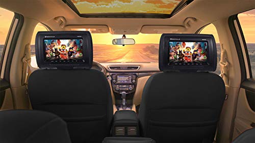 Pair Rockville RHP91-BK 9” Plug N Play Black Car Headrest Monitors w/Speakers