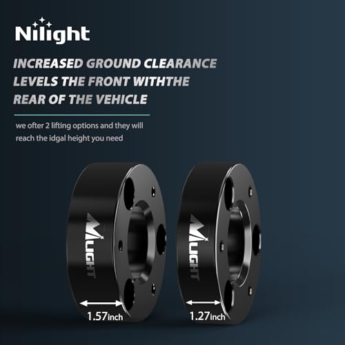 Image of Nilight 2.5 inch Front Leveling Kit Lift Strut Spacers for 2006-2023 Dodge Ram 1500 4WD, Actual about 1.57 inch Strut Spacer, Suspension Strut Spacers, Raise Front End