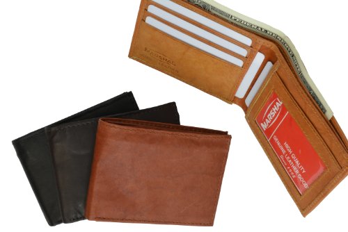 MARSHAL Mens Slim Bifold Cowhide Leather Wallet with Id Window4