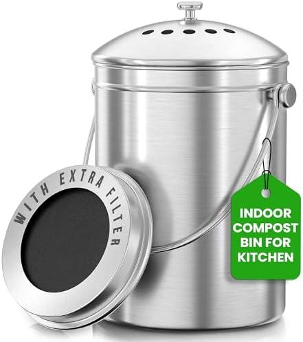 Utopia Kitchen Indoor Compost Bin Kitchen, Odorless Composting wi...