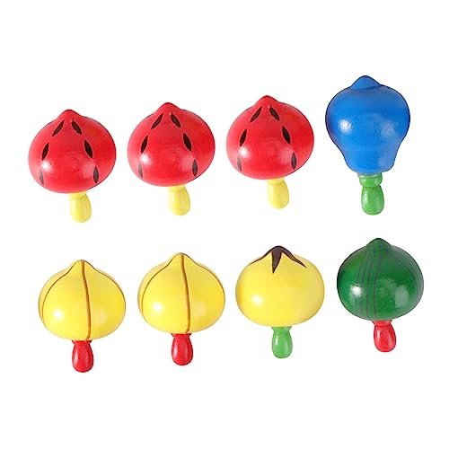 ORFOFE Wooden Boys and Girls Gyro Toys 8pcs Fruit Tops for Boys and Girls' Cognitive Skills Parent-Child Interaction Random Style